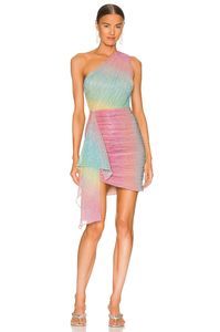 NEW PatBO Prism Lurex One Shoulder Mini Dress Rainbow Size 0 REVOLVE MSRP $625